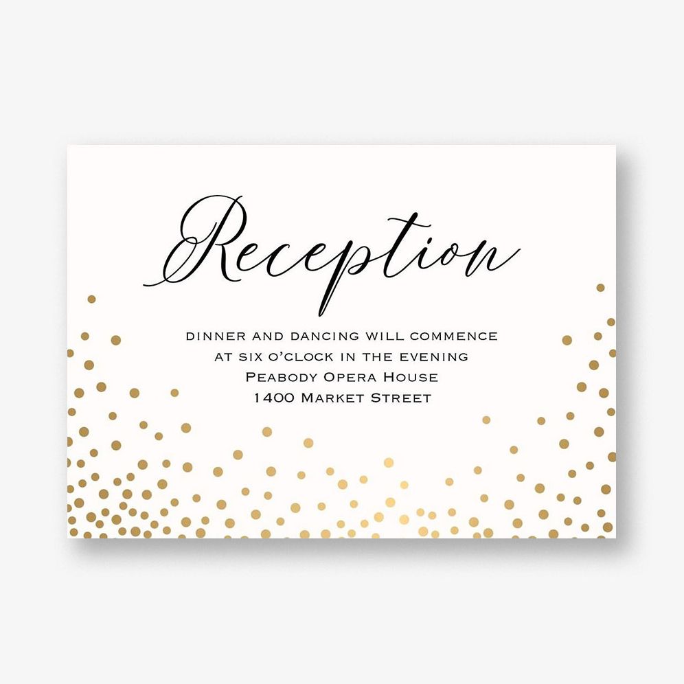 Champagne Wedding Reception Card