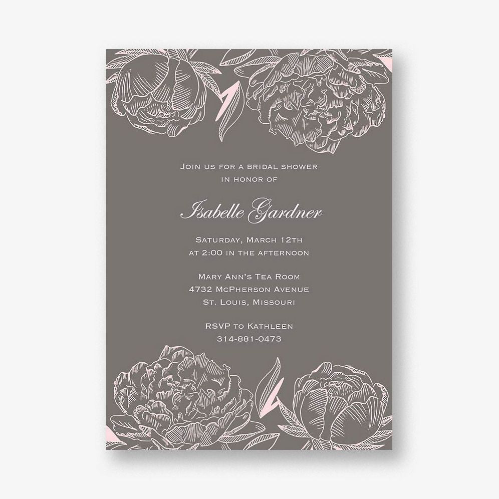 Linework Peony Bridal Shower Invitation