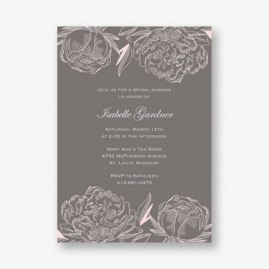 Linework Peony Bridal Shower Invitation