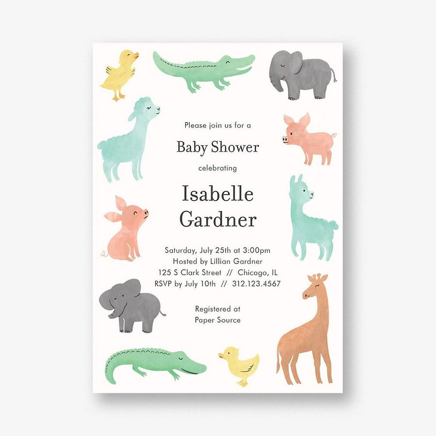 Soft Animals Baby Shower Invitation