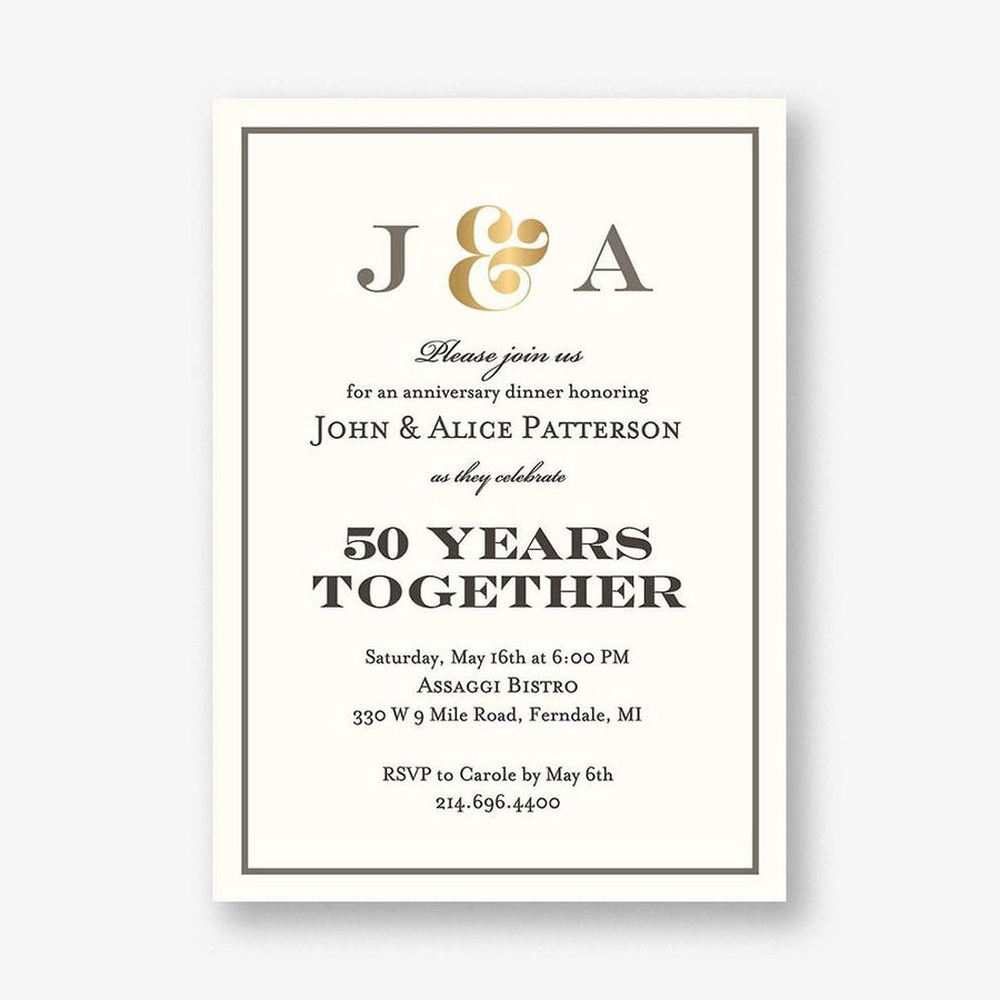 Foil Stamped Ampersand Initials Party Invitation