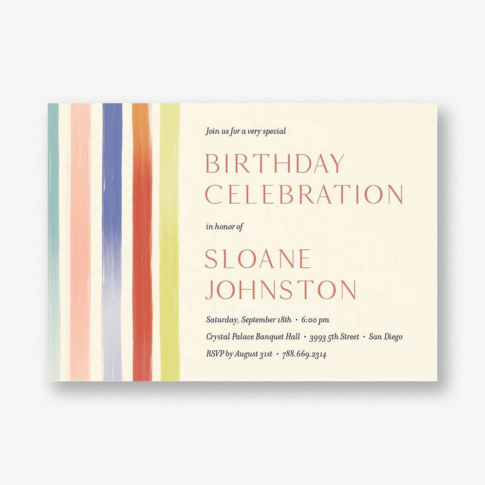 Painted Stripes Party Invitation