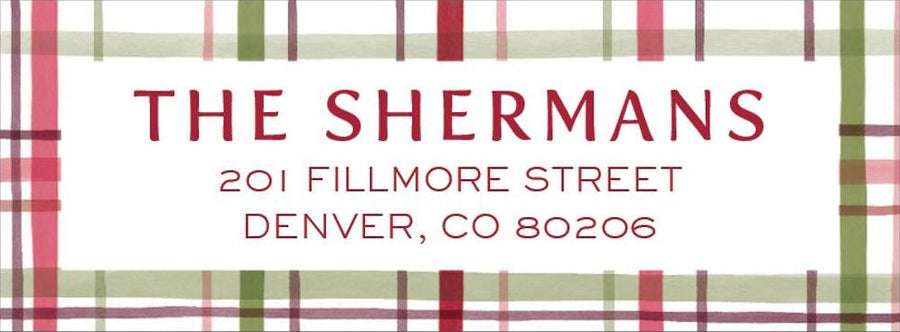 Cozy Watercolor Plaid Holiday Return Address Label