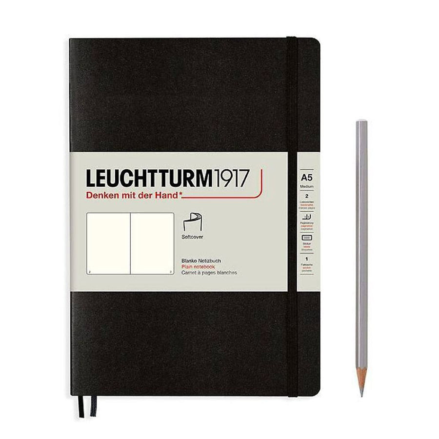 Leuchtturm Black Unlined Softcover Medium Notebook