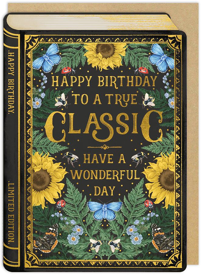 True Classic Book Birthday Card