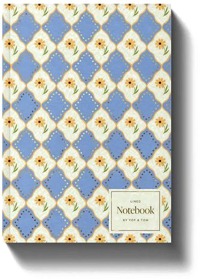 A5 Softcover Lined Notebook - Blue Flowers by Yop & Tom