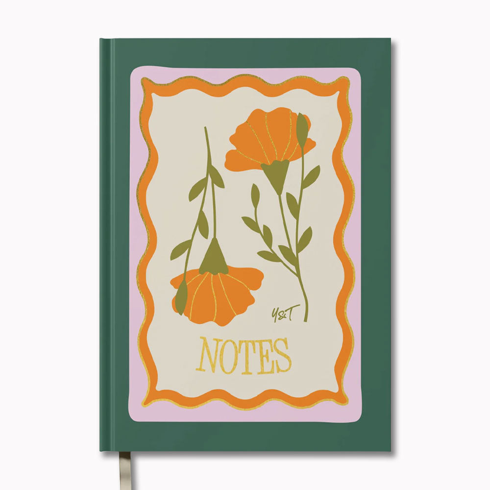Lined Notebook Hardback - Golden Bloom A5 - by Yop & Tom