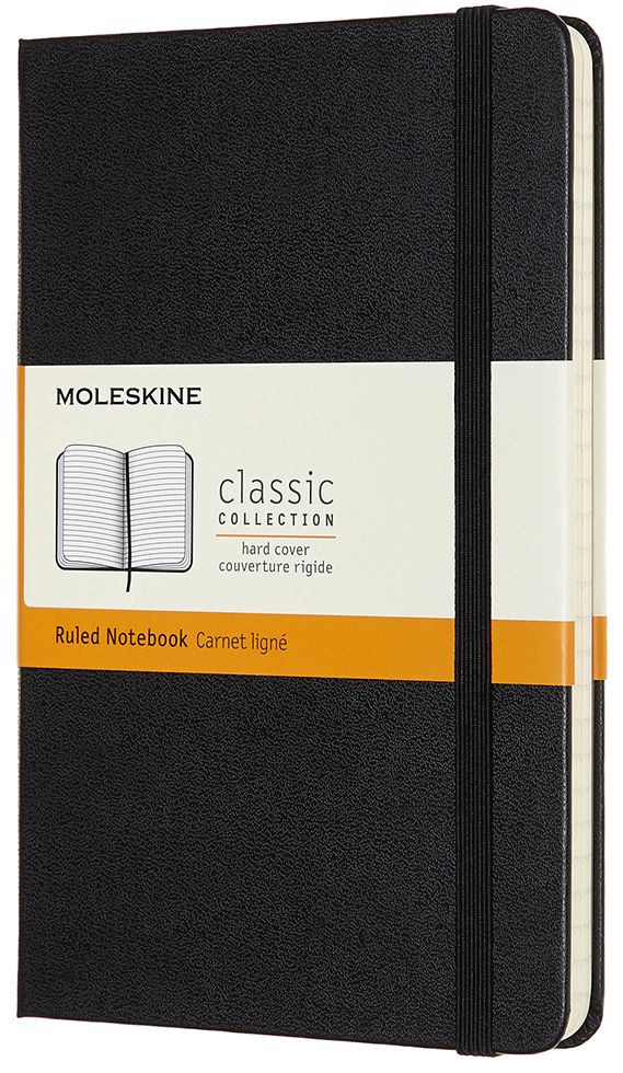 Moleskine Notebook, Medium, Ruled, Black, Hard Cover (4.5 x 7)