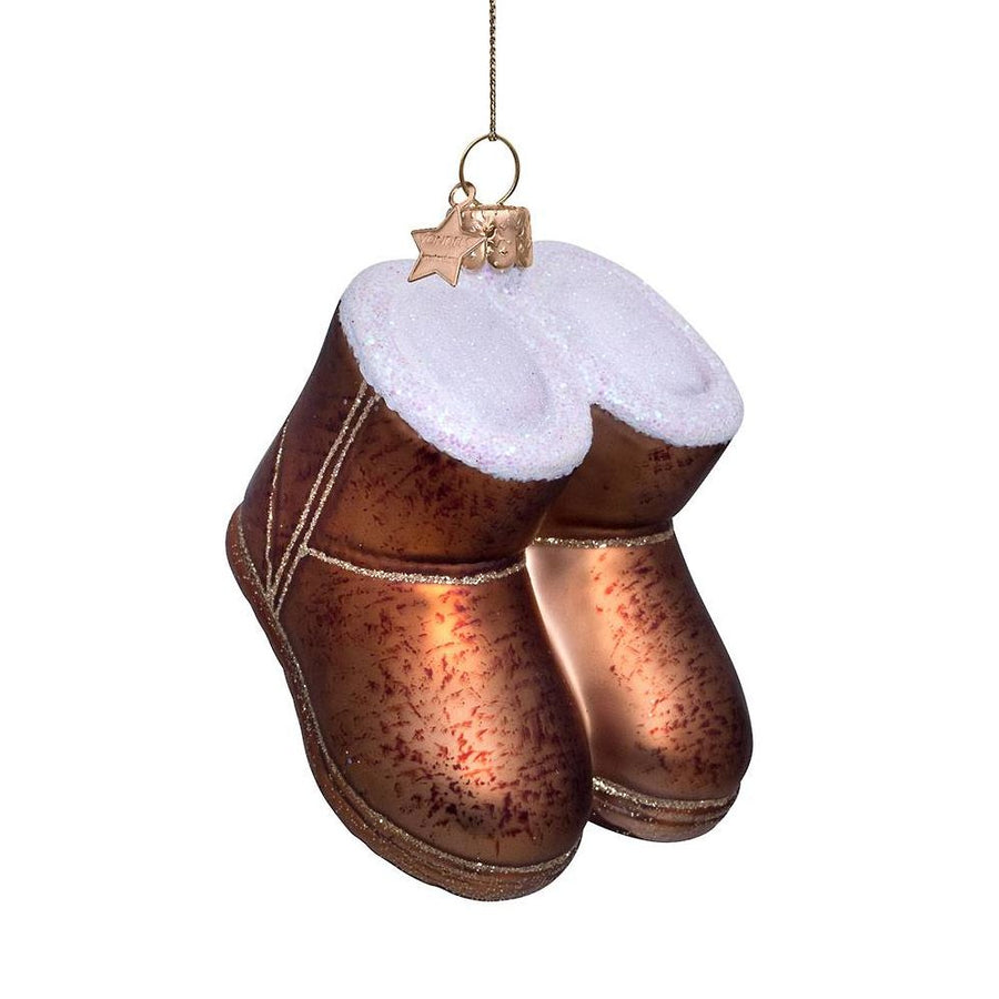 Brown Suede Boot Glas Ornament