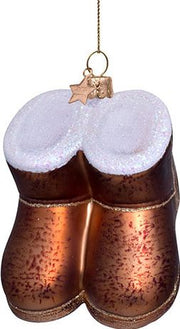 Brown Suede Boot Glas Ornament