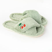 Furry Embroidered Slippers
